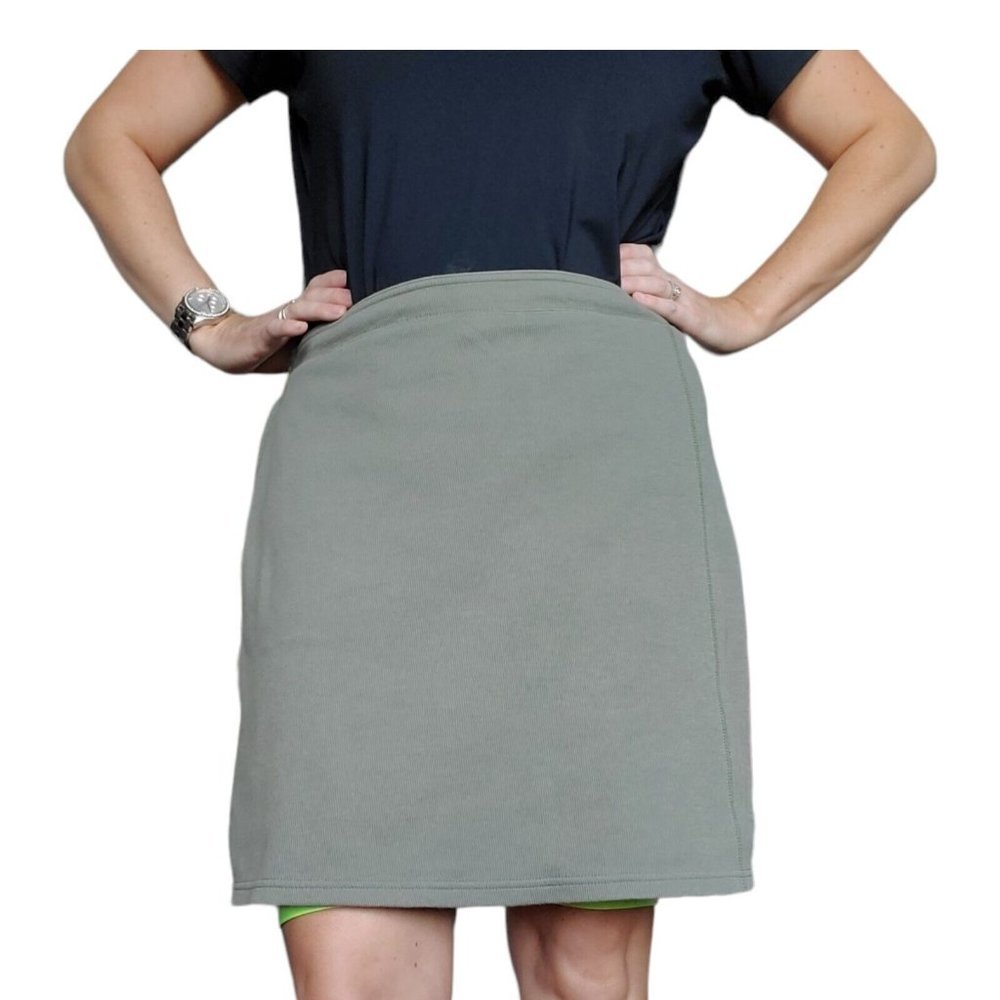 Vintage 90s‎ Khaki Green Knit Pullon Skorts L/XL Stretchy Baggy Skirt Shorts